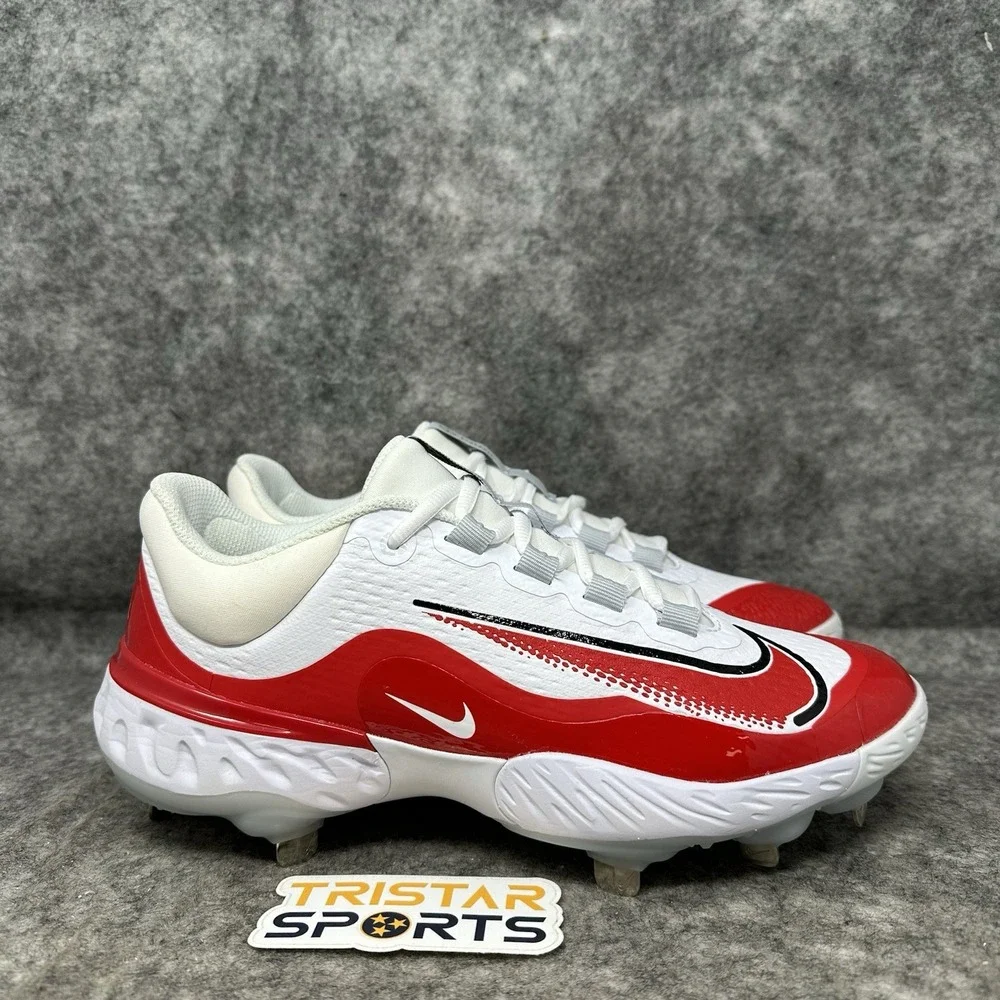 Nike Alpha Huarache Elite 4 Baseball Cleats Men Sz 14 White Red Low Metal